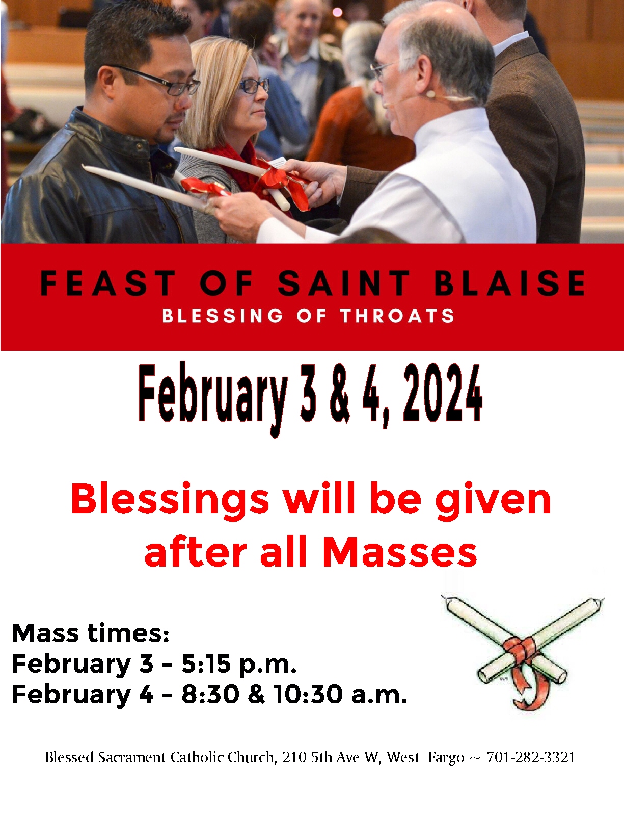 Blessing of Throats Blessed Sacrament Catholic Church